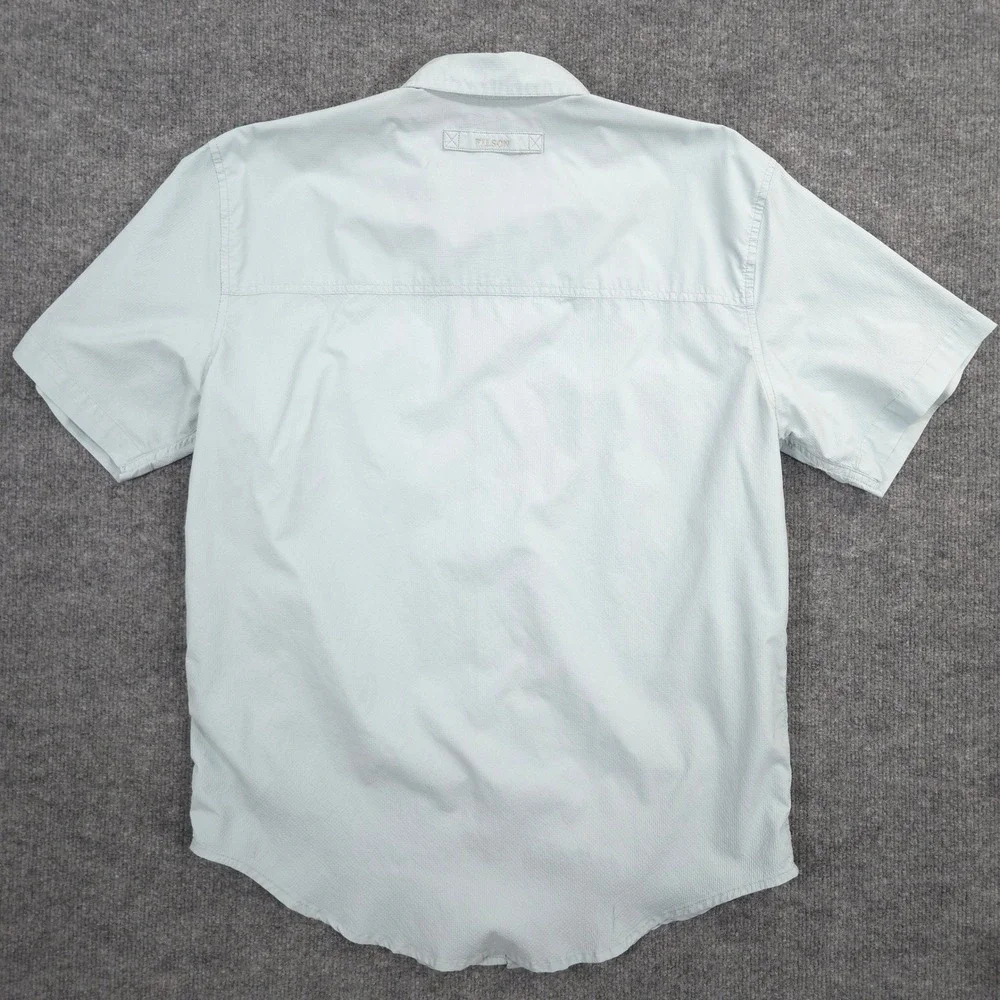Filson Alagnak Shirt Mens M Gulf Blue Peformance Outdoor Hiking Fishing Trail